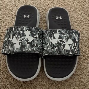 Under Armour Kids' Camo Slide Sandals - Black and White
